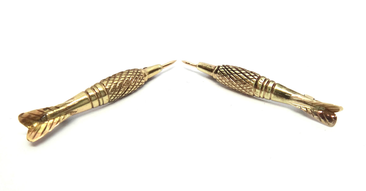 Pair of Antique 9ct Yellow Gold DART Brooches c.1900