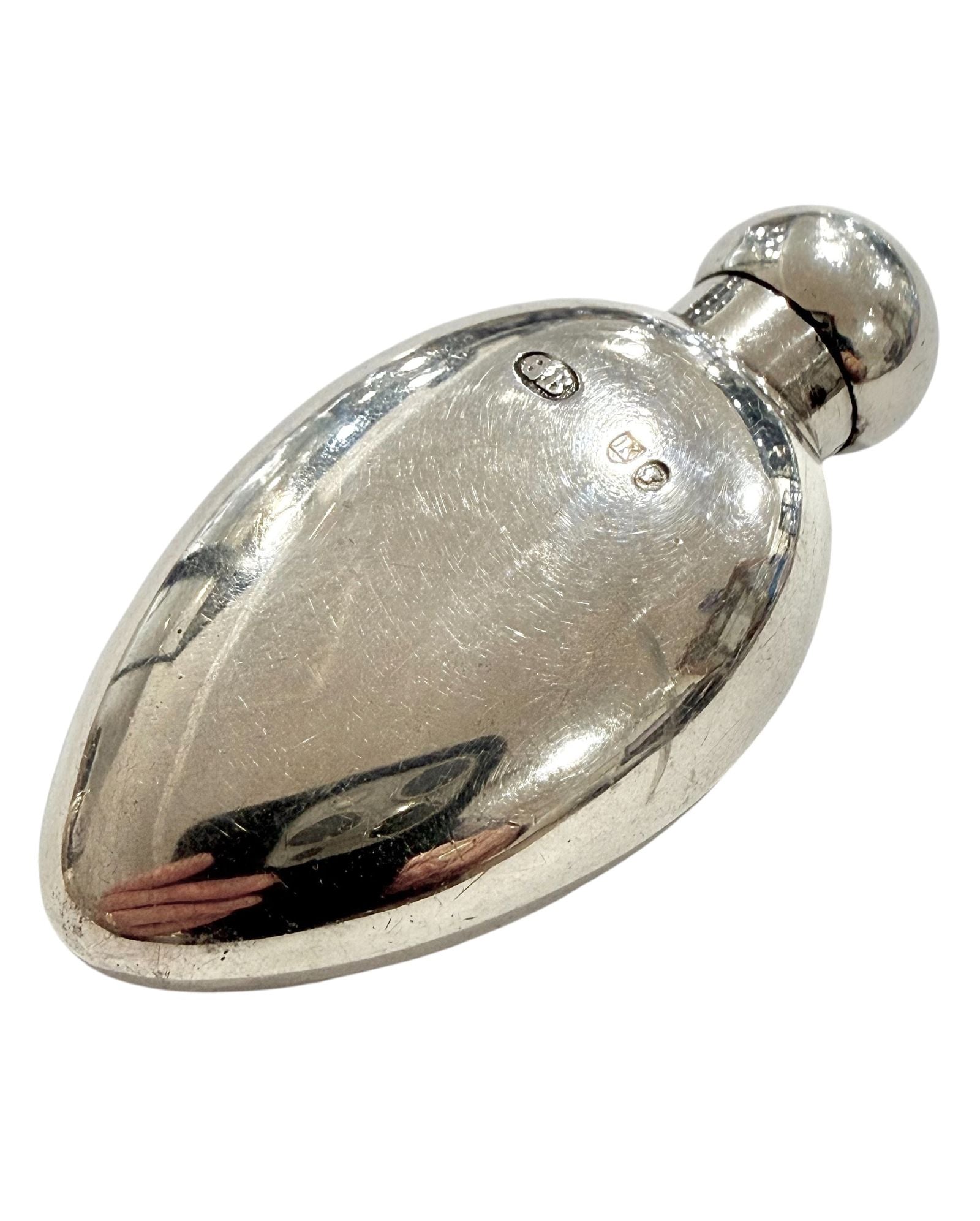 Egg Shaped VICTORIAN Sterling Silver Scent Bottle, London 1885.