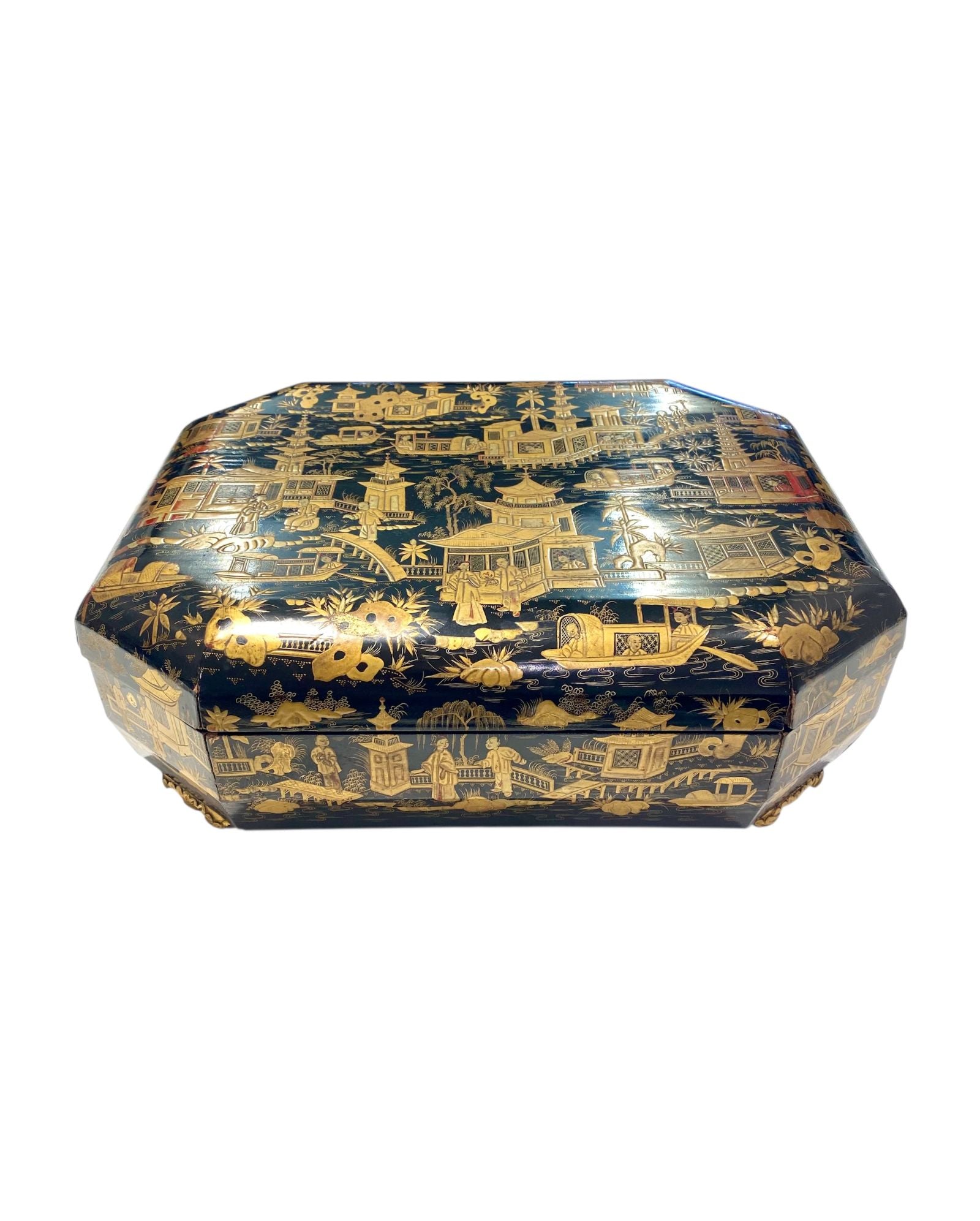 Fine 19th Century Chinese Export Lacquer Games Box, c. 1850.