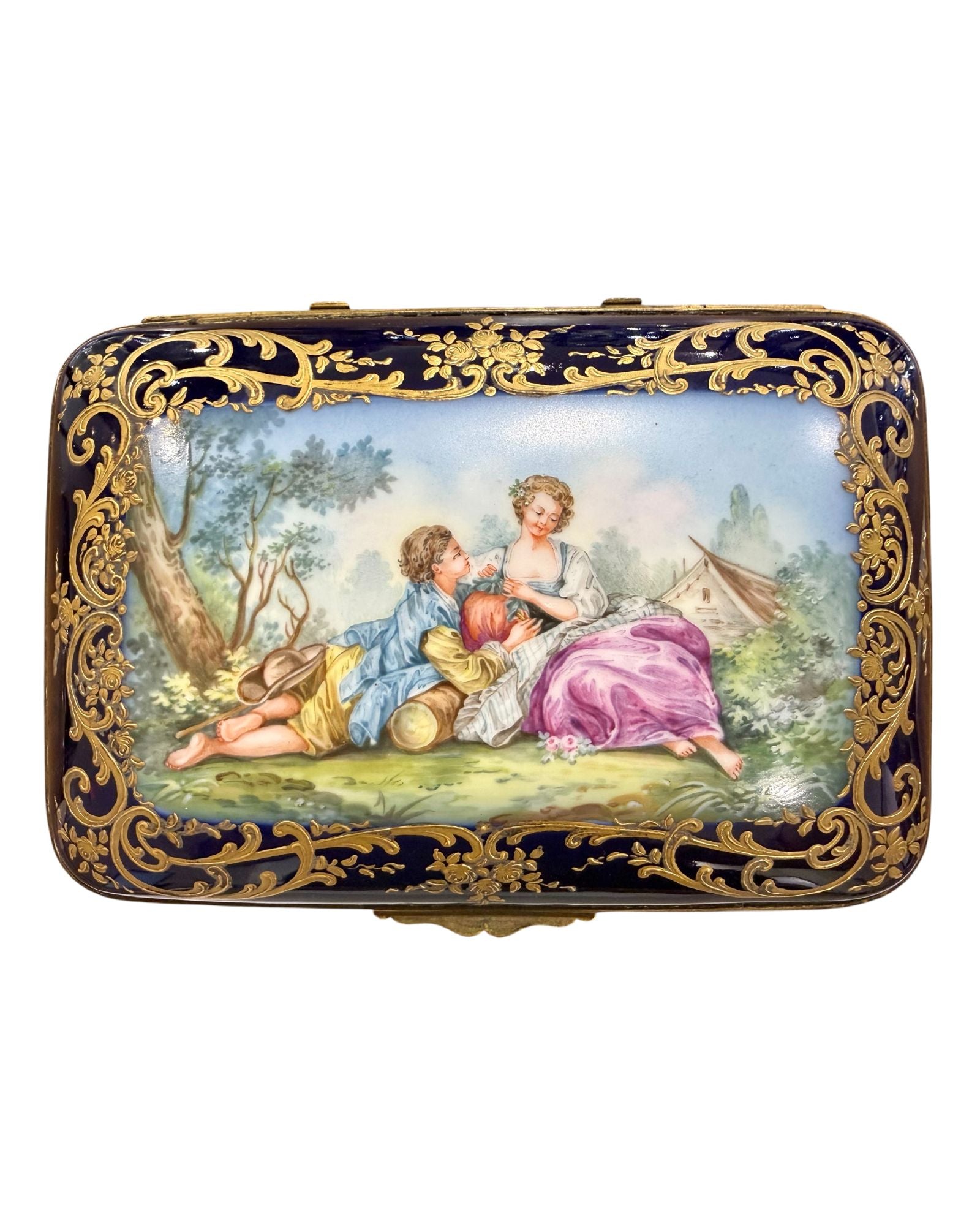 French 19th Century Porcelain Hand Painted Box, c.1890.