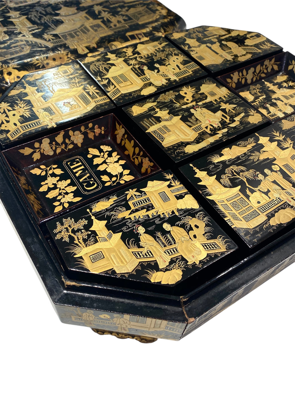 Fine 19th Century Chinese Export Lacquer Games Box, c. 1850.