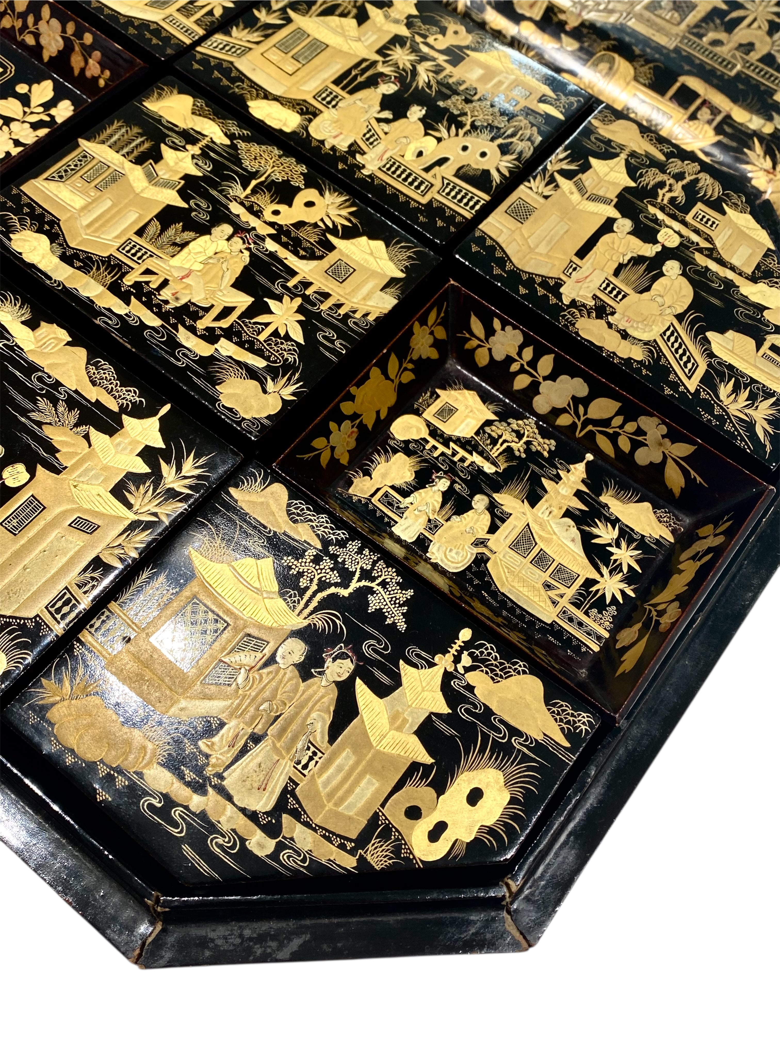 Fine 19th Century Chinese Export Lacquer Games Box, c. 1850.