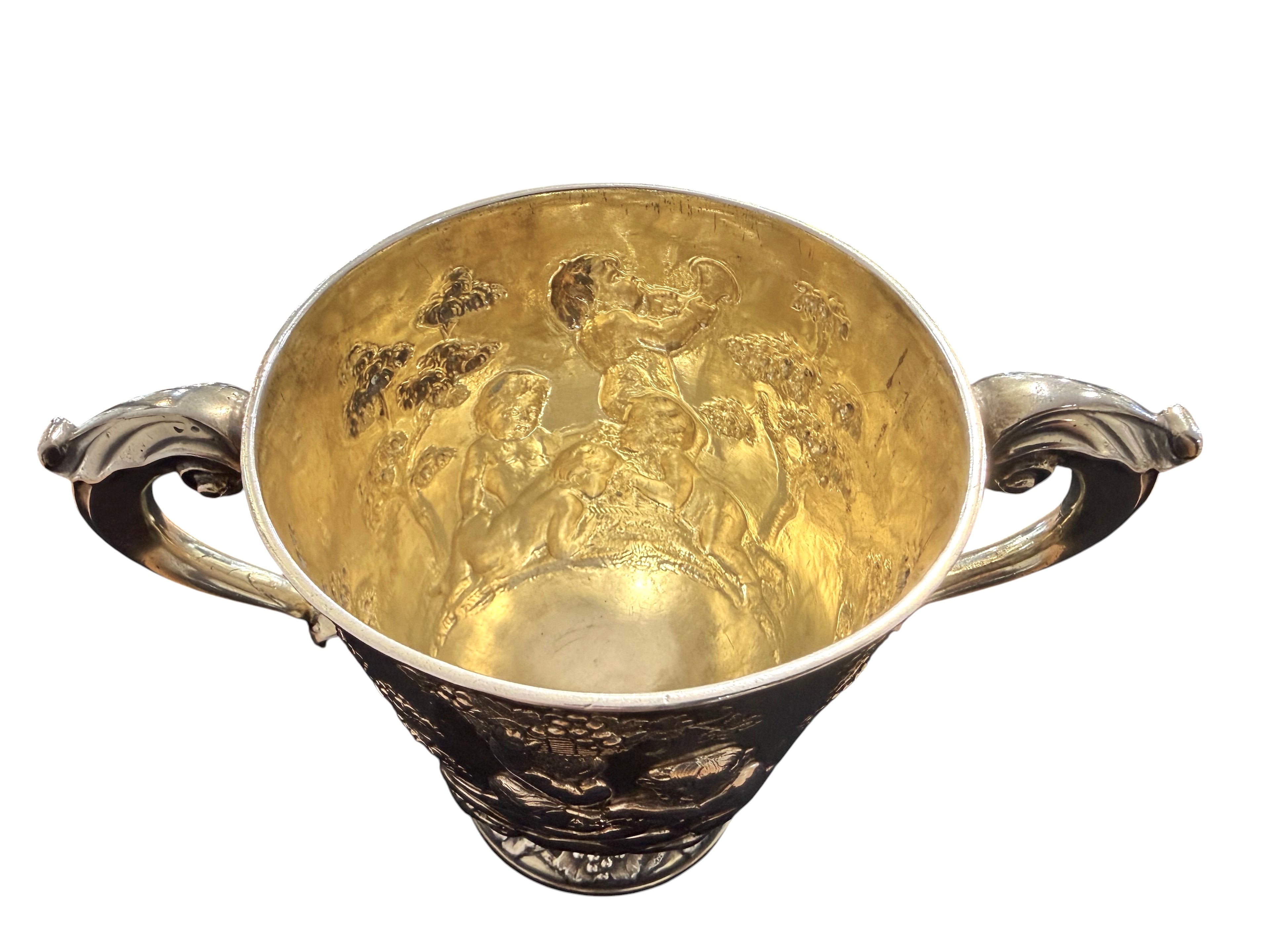 Rare Pair of George II Irish Silver Gilt Two-Handled Cups by Thomas Walker, Dublin c.1750