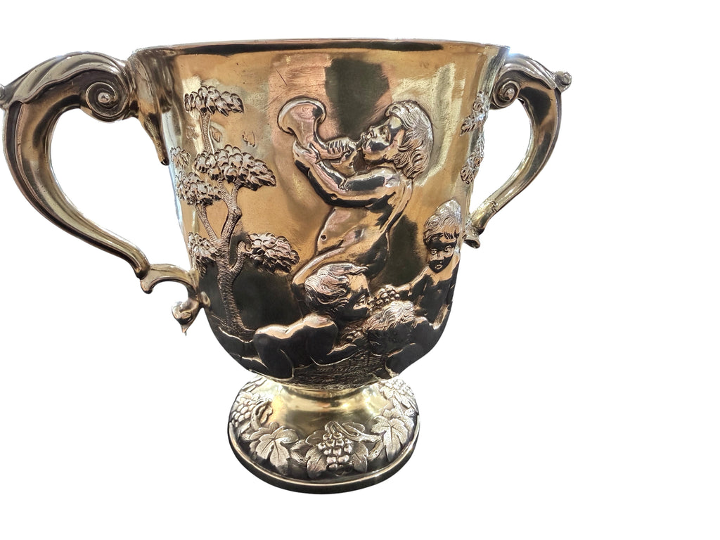 Rare Pair of George II Irish Silver Gilt Two-Handled Cups by Thomas Walker, Dublin c.1750