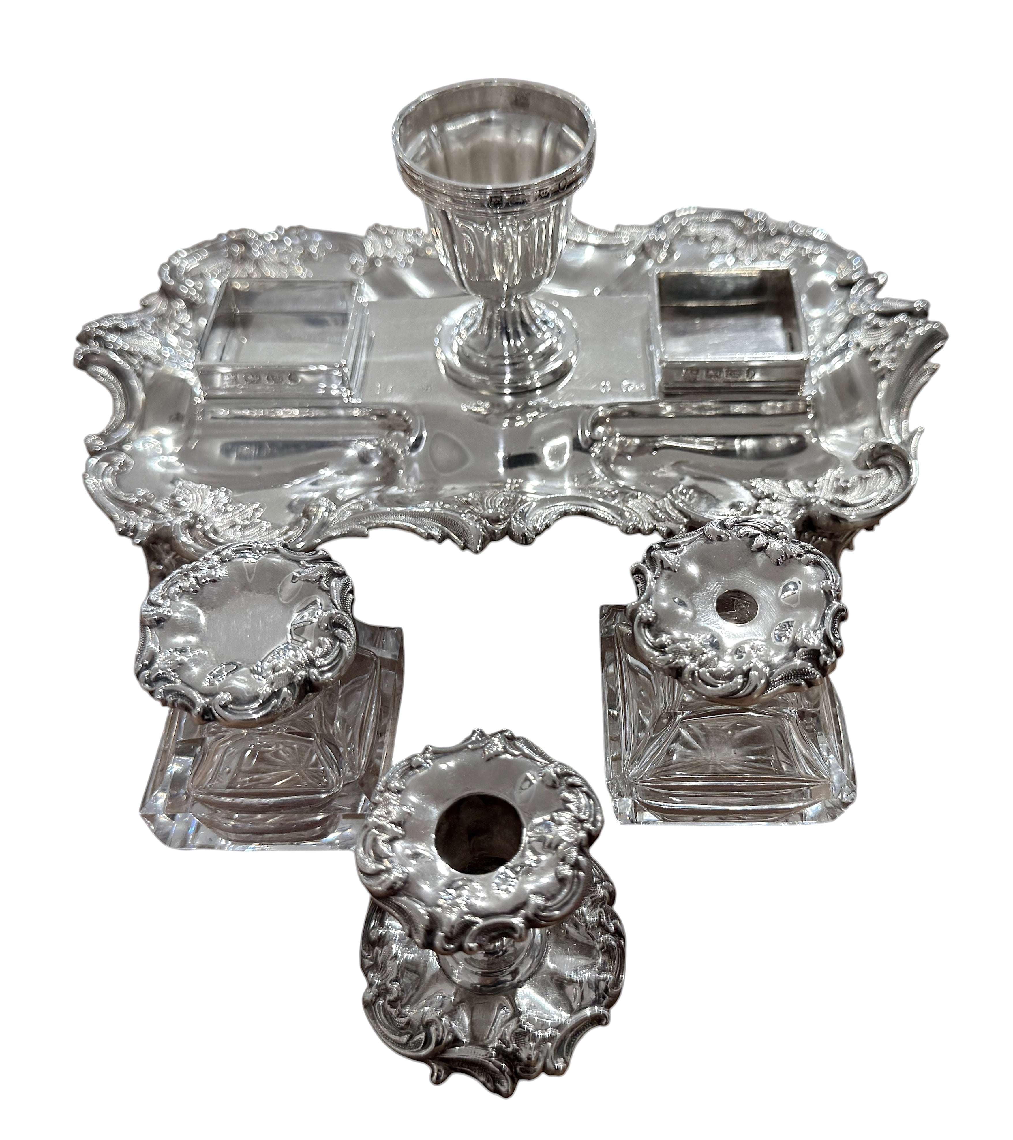 Sterling Silver Inkstand, Sheffield 1839, Maker, Henry Wilkinson & Co.