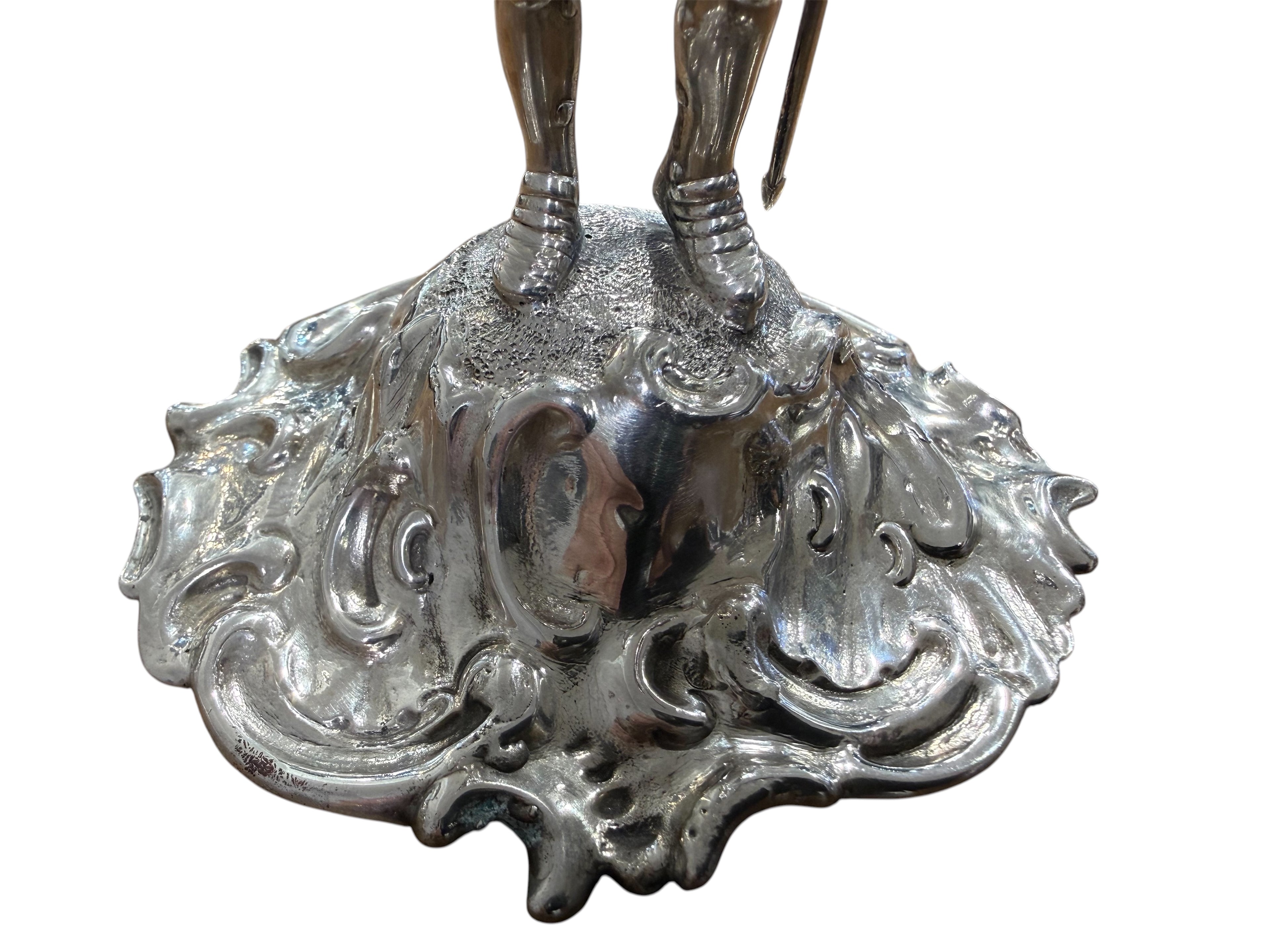 Victorian Sterling Silver Cast Novelty Knight Candlestick. London 1845. Charles & George Fox.