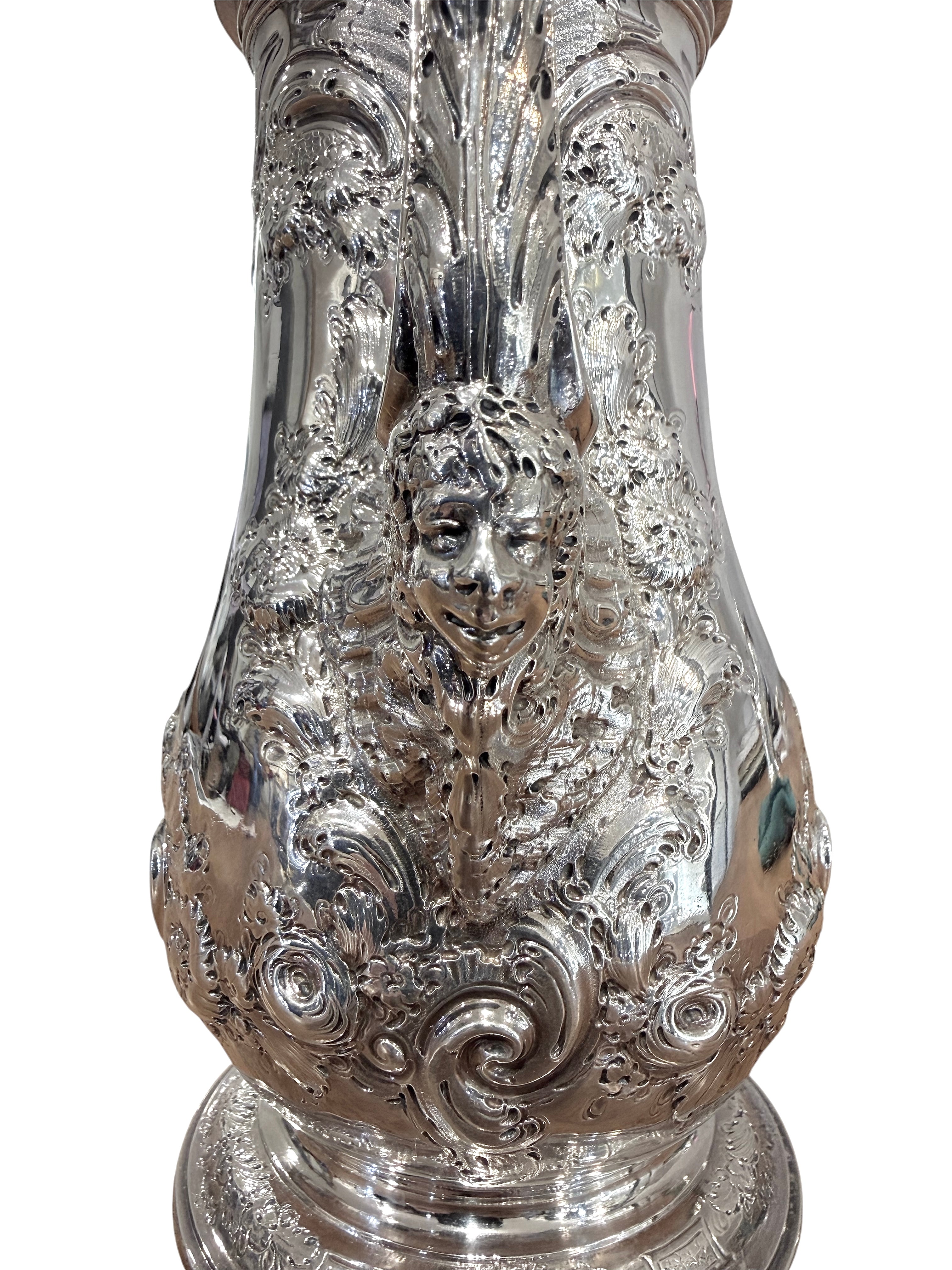 Fine George II Sterling Silver Coffee Pot. London 1751. Benjamin Gignac