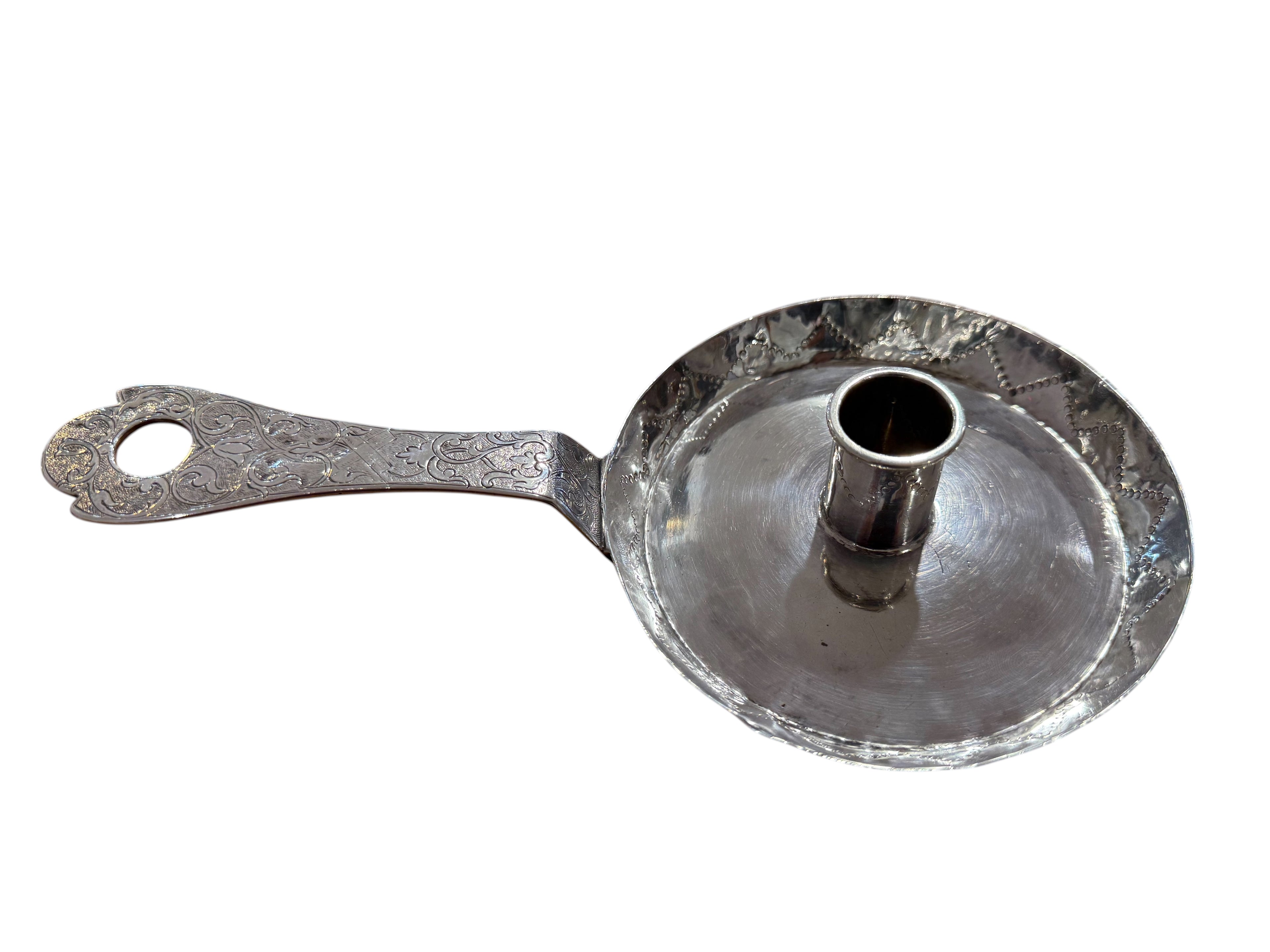 Fine and Rare Britannia Standard Silver Chamberstick. London 1697. Isaac Davenport.
