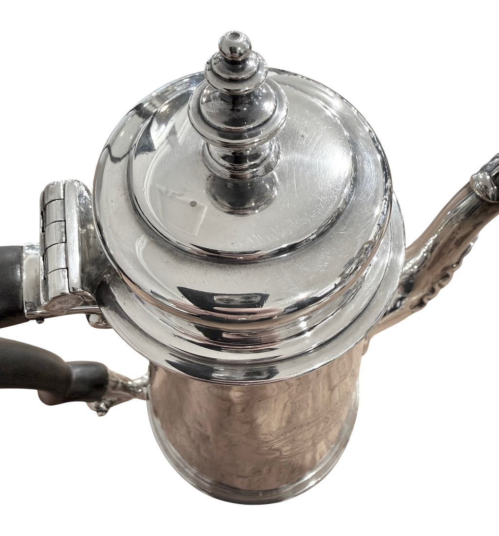 Fine George II Sterling Silver Coffee Pot. London 1738. Thomas Rush, Arms of Greenaway.