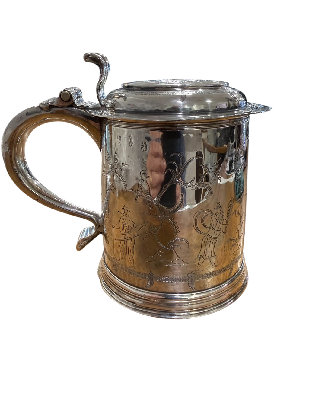 William & Mary Britannia Standard Silver Lidded Tankard. London 1700. William Gamble.
