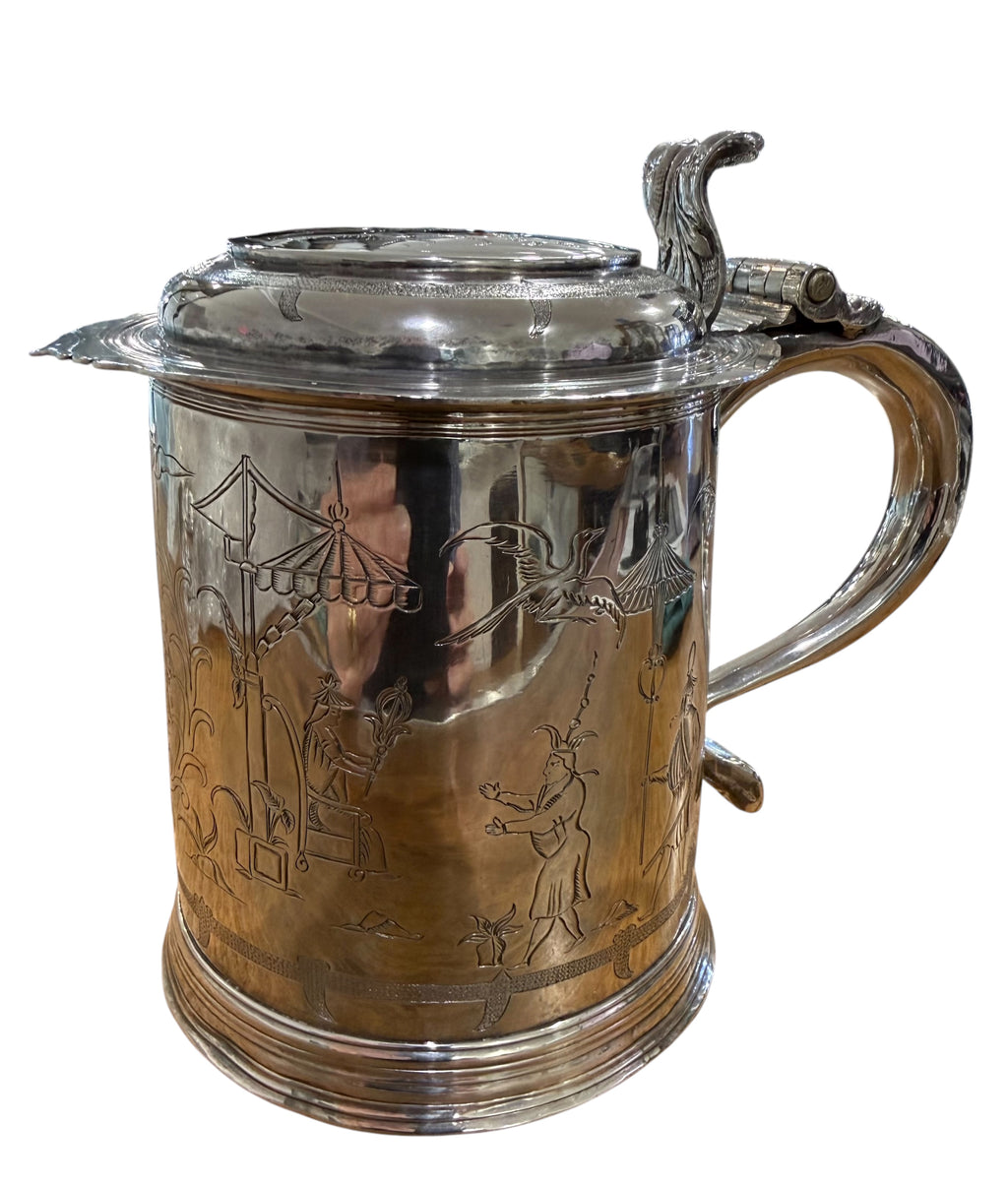 William & Mary Britannia Standard Silver Lidded Tankard. London 1700. William Gamble.