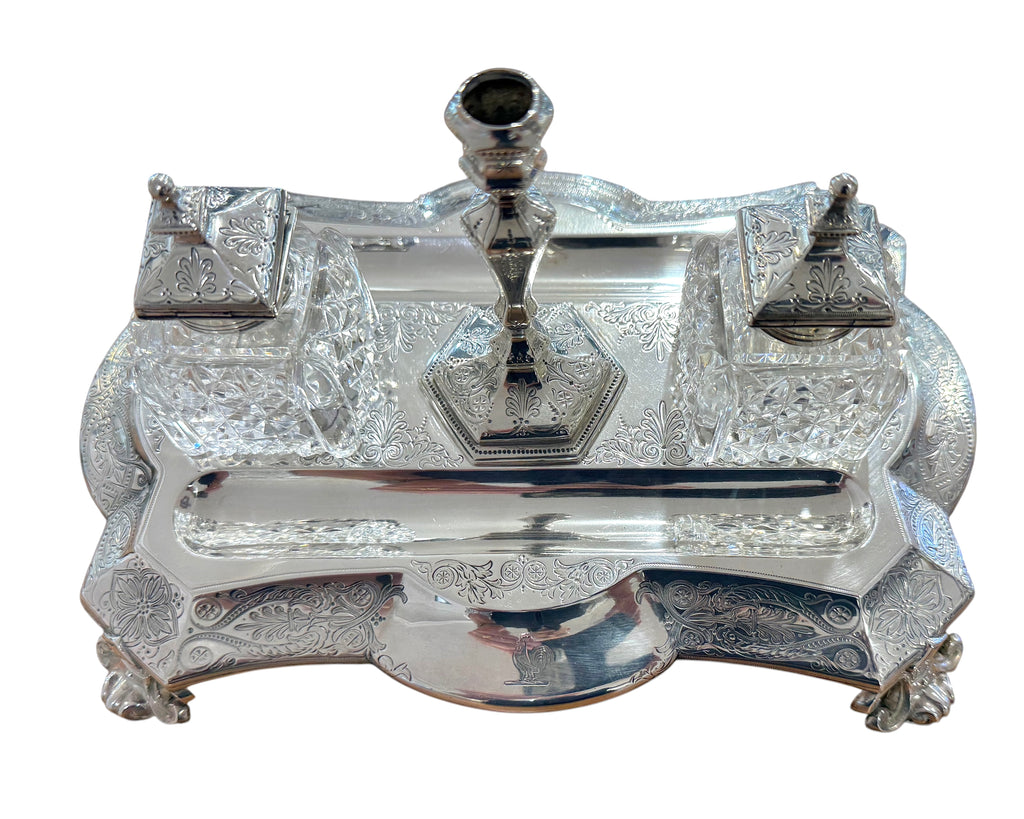 Victorian Sterling Silver Standish. London, 1878. Walter & John Barnard.