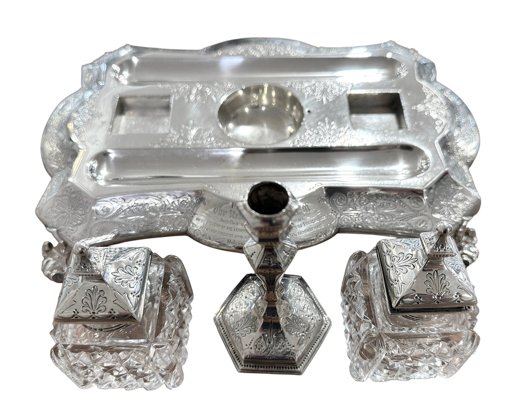 Victorian Sterling Silver Standish. London, 1878. Walter & John Barnard.