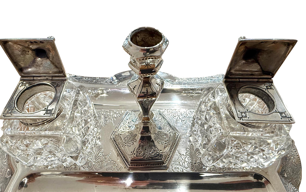 Victorian Sterling Silver Standish. London, 1878. Walter & John Barnard.