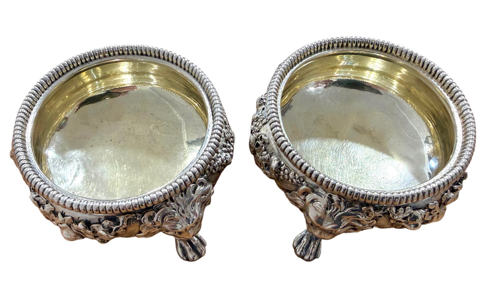 Fine Pair of George III Cast Sterling Silver Salts. London c 1765. Thomas Whipham & Charles Wright.