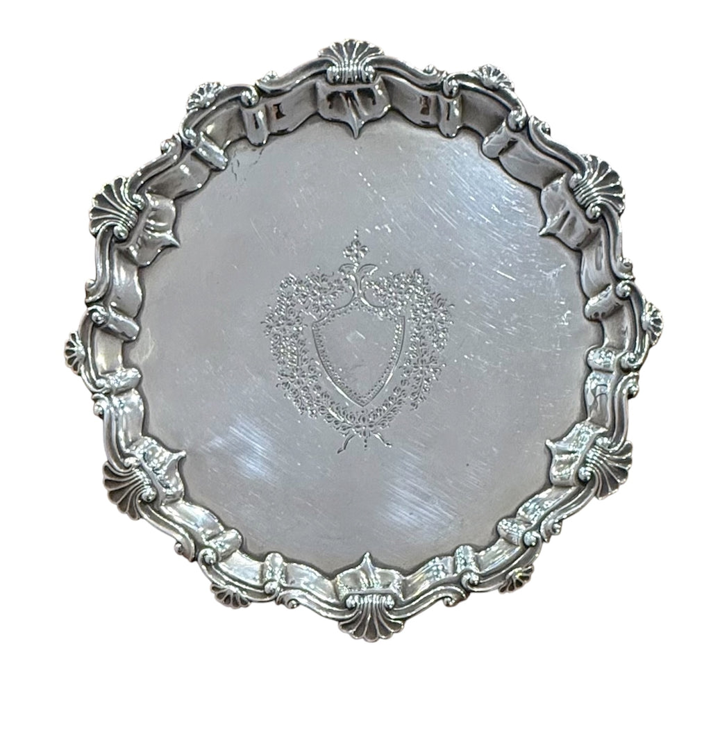 Late Victorian Sterling Silver Waiter in the Georgian Manner. Birm: 1898. Barker Brothers.