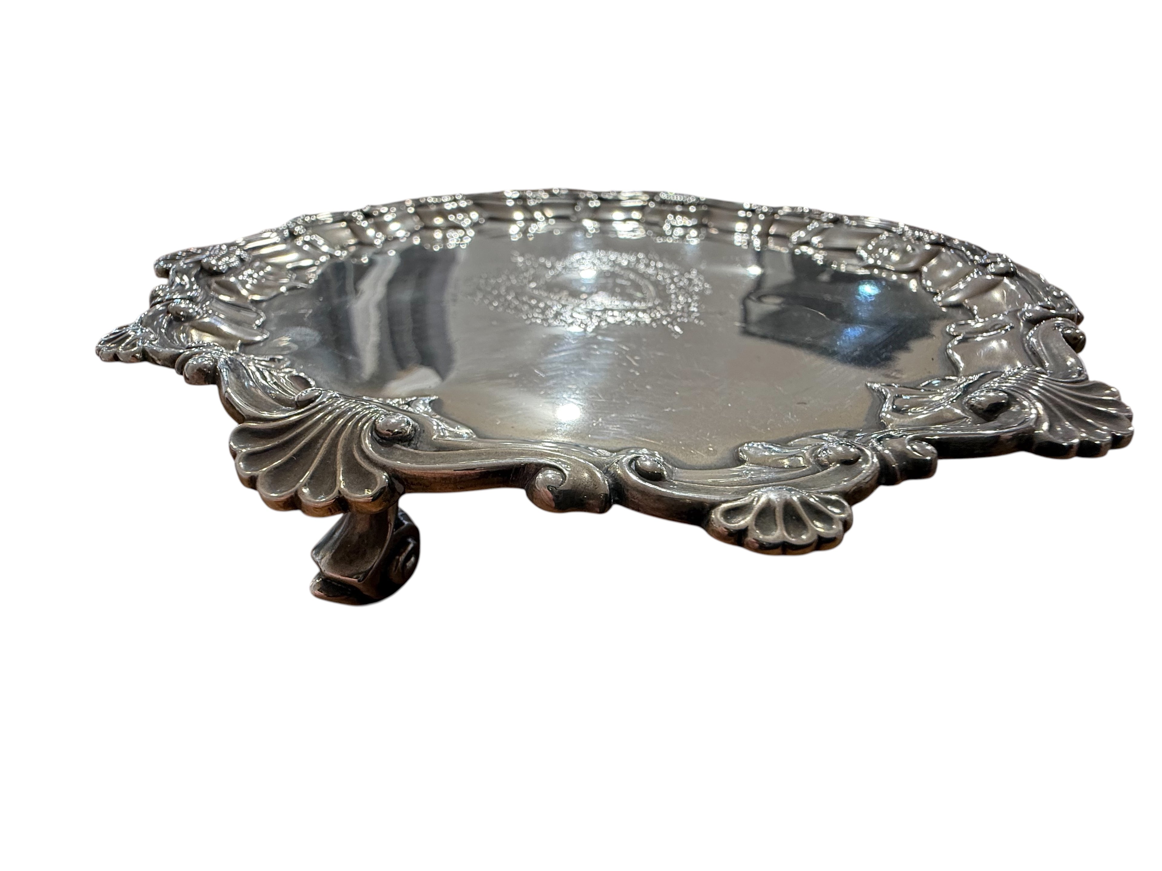 Late Victorian Sterling Silver Waiter in the Georgian Manner. Birm: 1898. Barker Brothers.