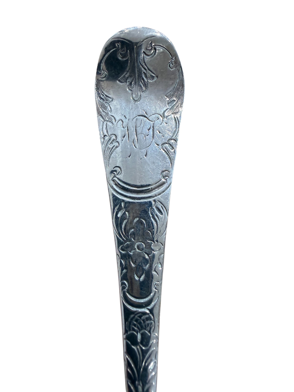 George II Sterling Silver Sifter. London c 1750. Later decorated, marks rubbed.