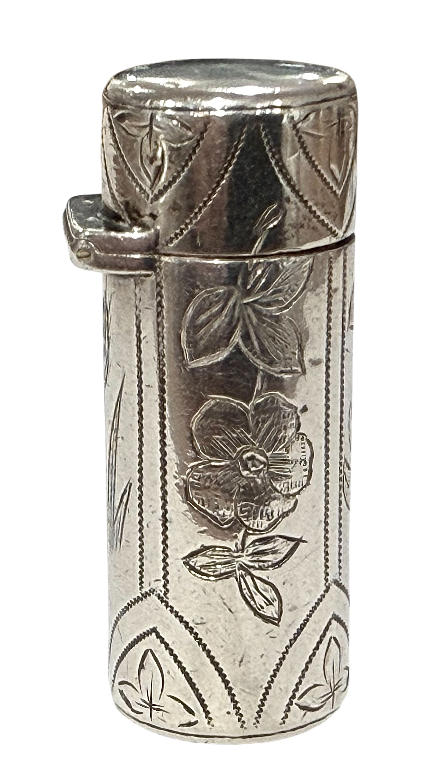 Victorian Sterling Silver Scent Bottle, London, 1884.