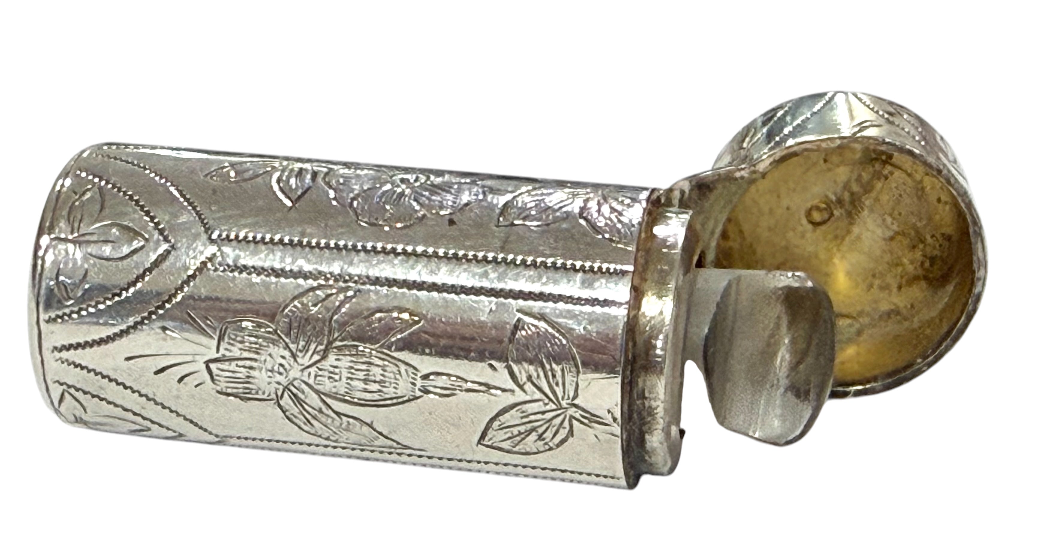 Victorian Sterling Silver Scent Bottle, London, 1884.