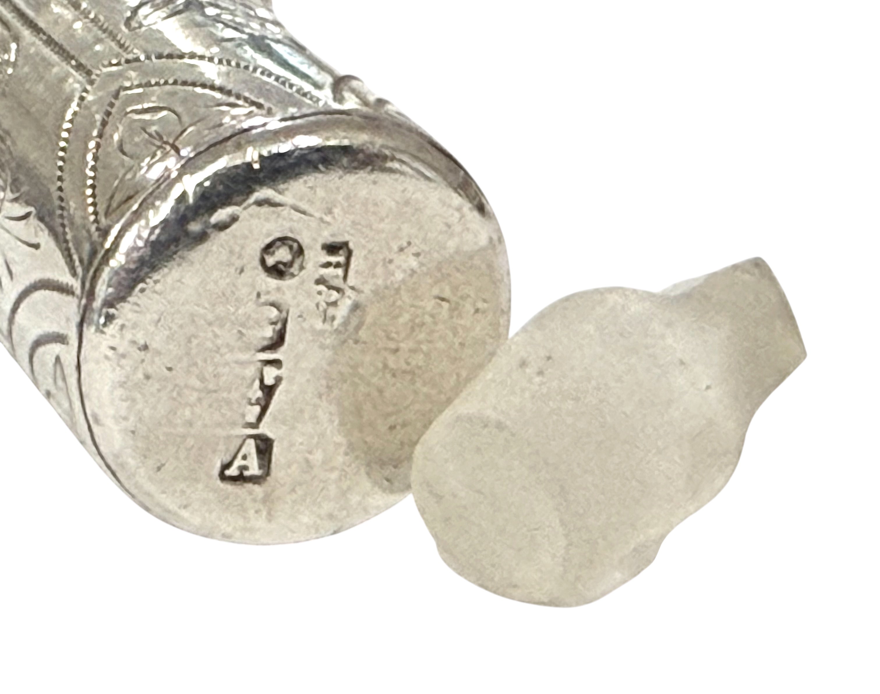 Victorian Sterling Silver Scent Bottle, London, 1884.