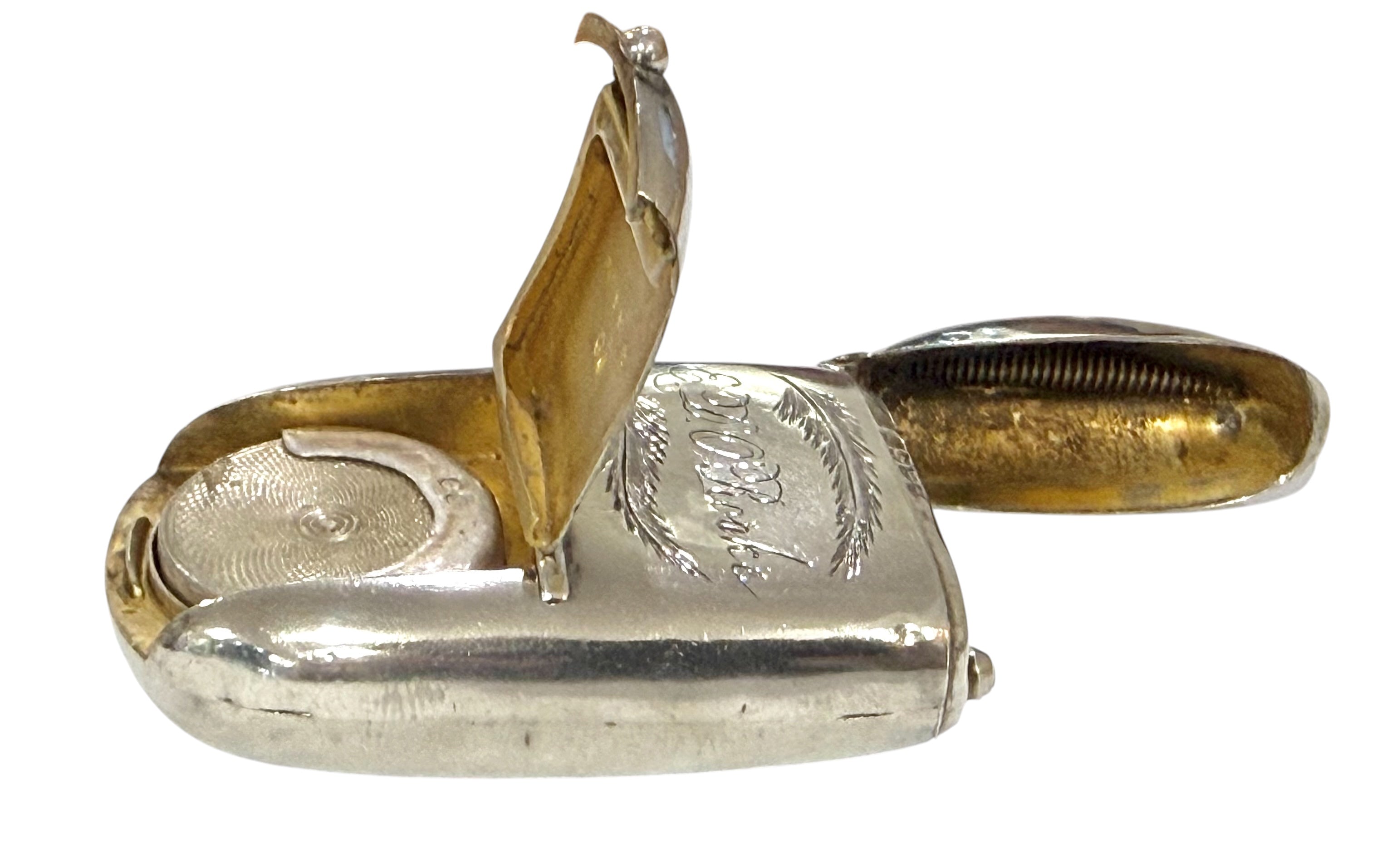 Victorian Sterling Silver Combination Vesta/Sovereign Case, London 1880.