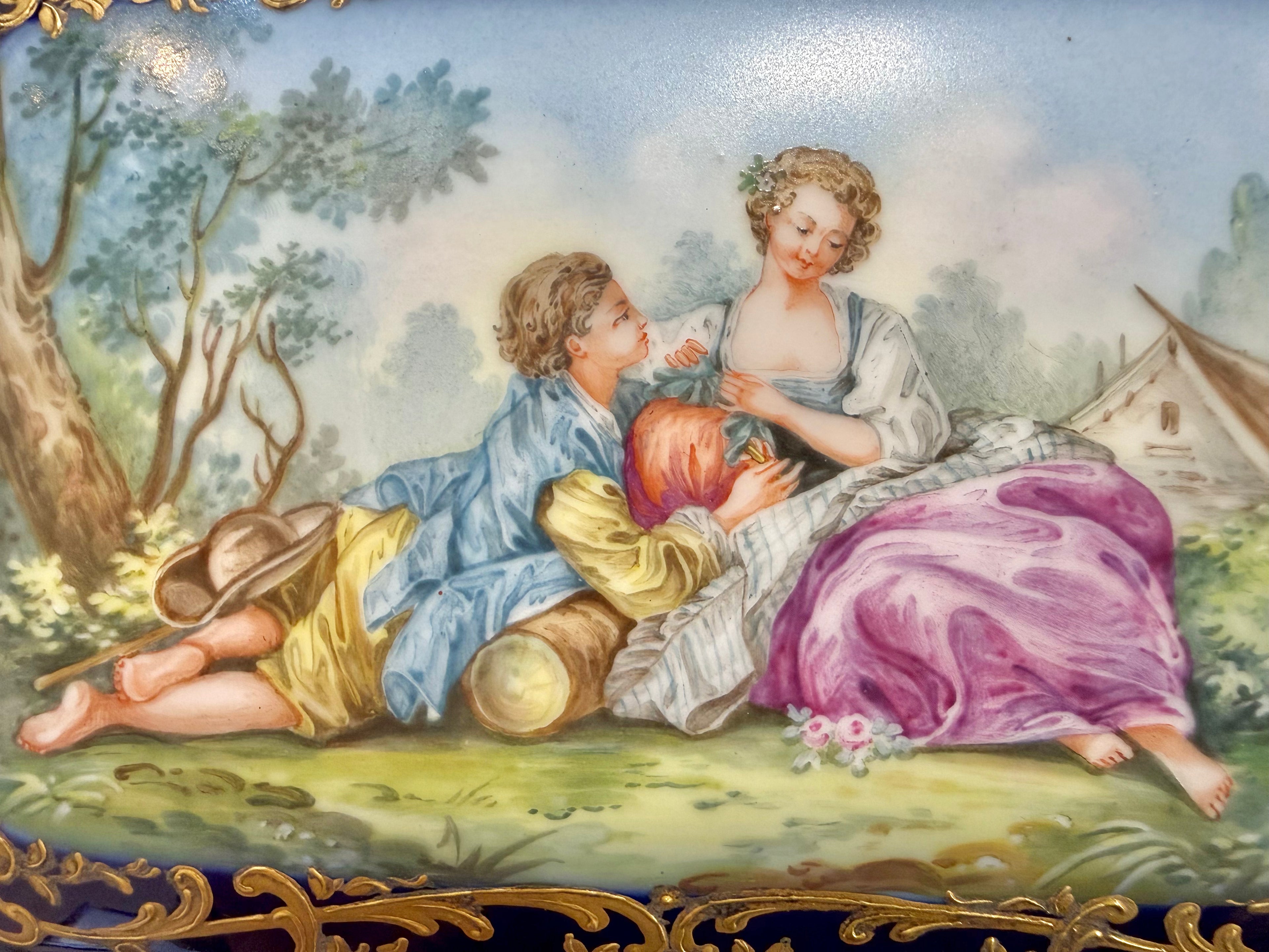 French 19th Century Porcelain Hand Painted Box, c.1890.