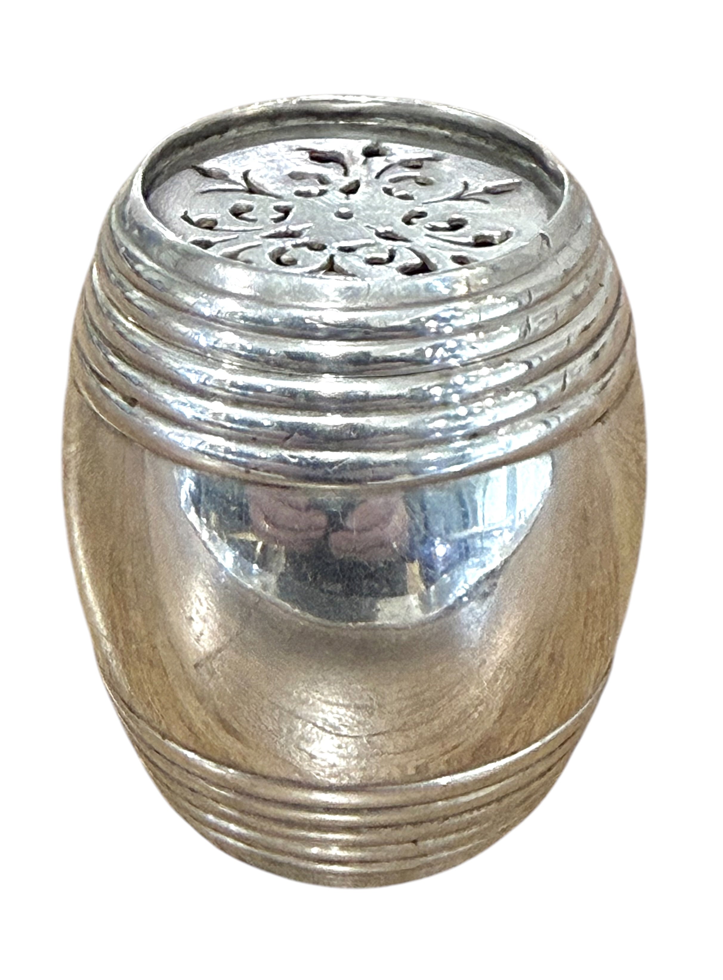 Early Victorian Sterling Silver Pounce Pot, London 1841.