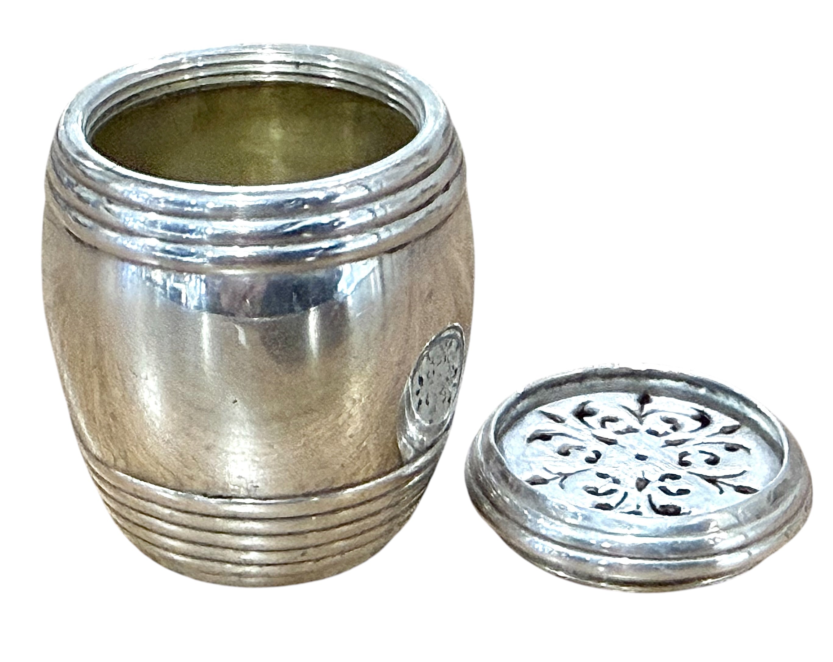 Early Victorian Sterling Silver Pounce Pot, London 1841.
