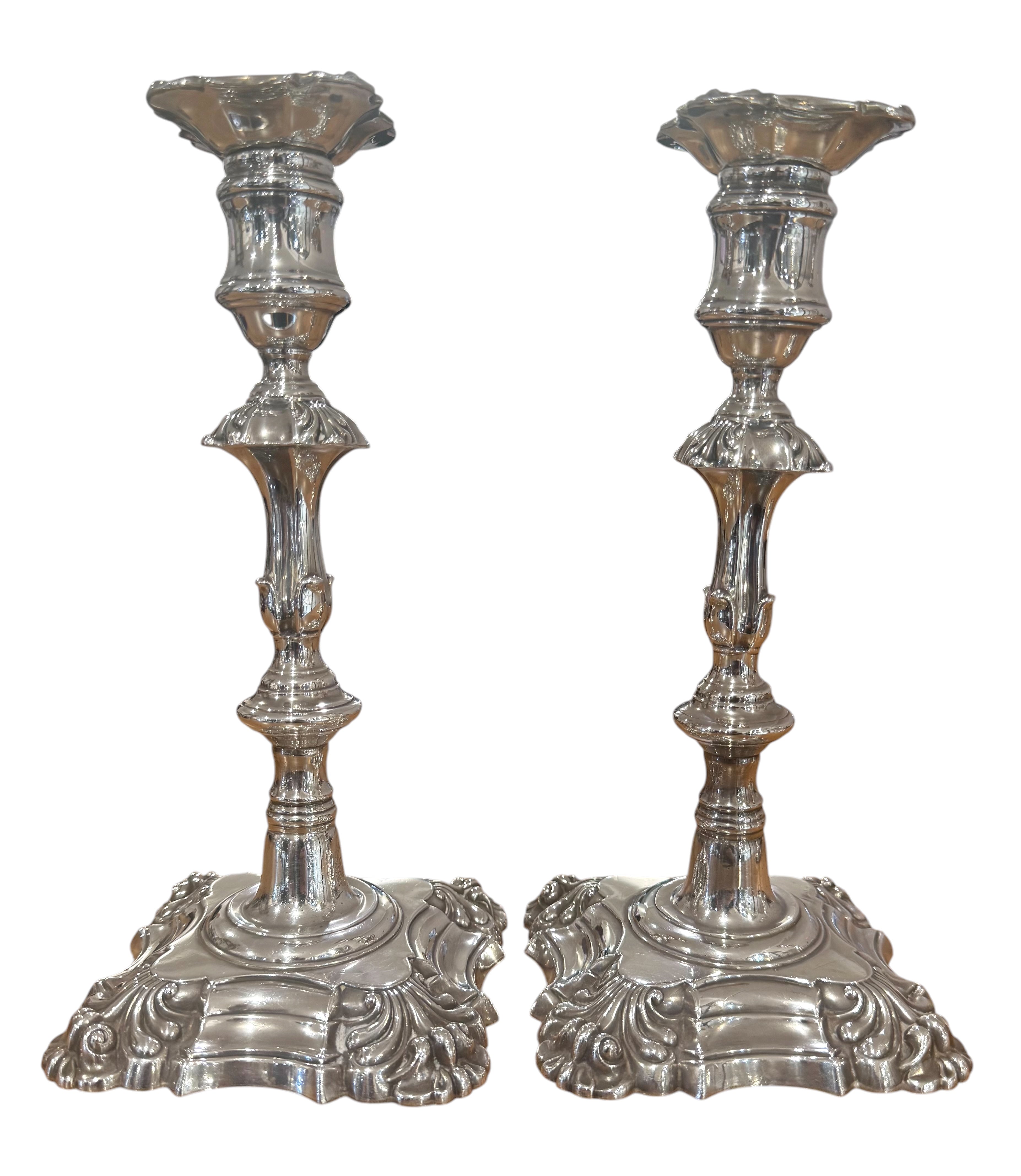 Fine Pair of William IV Sterling Silver Candlesticks, Sheffield 1836.