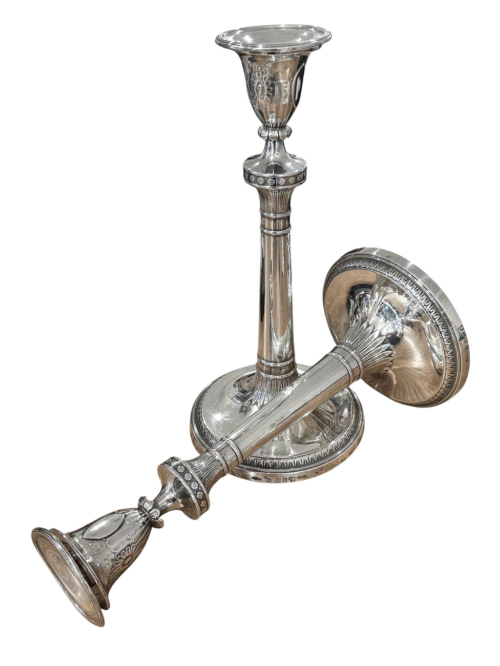 Fine Pair of Georgian Sterling Silver Candlesticks, Sheffield 1786/8