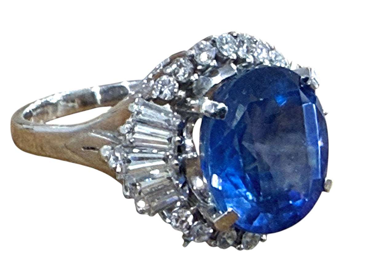 Very Fine Ceylon Sapphire & Platinum Ring, 8.3 Carats NO HEAT GIA