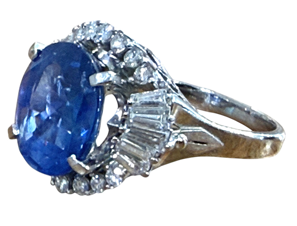 Very Fine Ceylon Sapphire & Platinum Ring, 8.3 Carats NO HEAT GIA