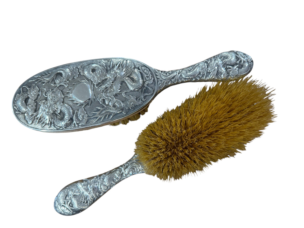 Exceptional CHINESE EXPORT Silver Vanity Set, 8 Pieces, Hung Chong, c. 1900