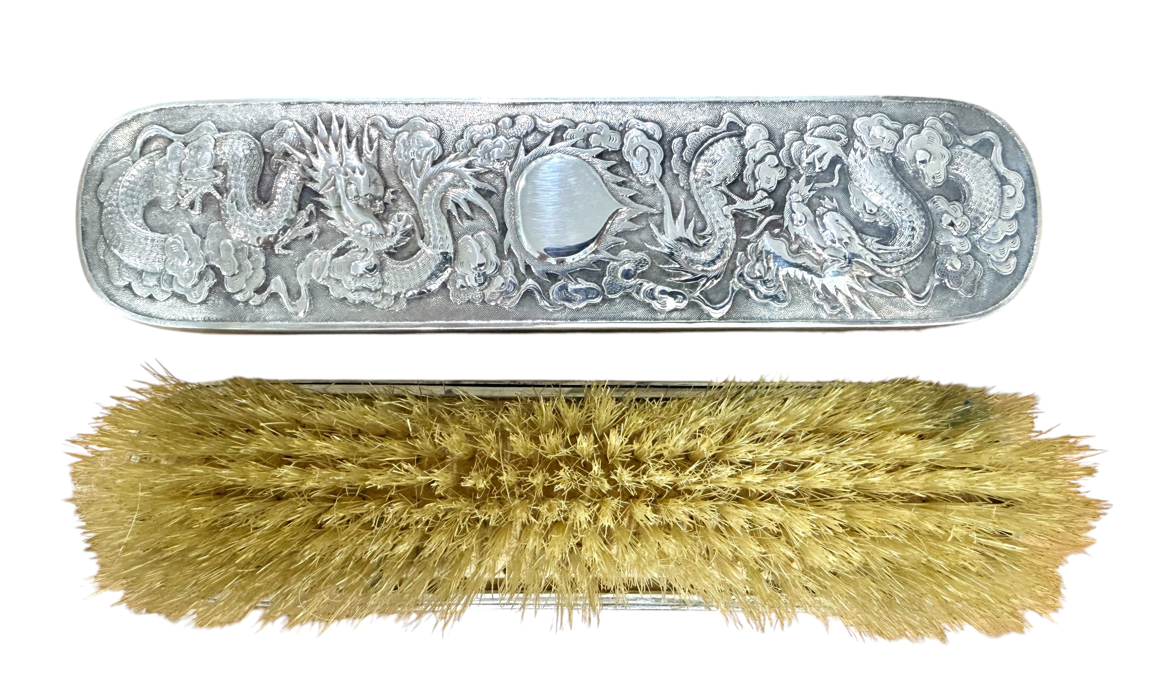 Exceptional CHINESE EXPORT Silver Vanity Set, 8 Pieces, Hung Chong, c. 1900