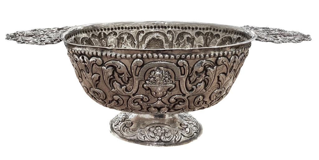 19th Century Silver Embossed Two Handled BOWL.