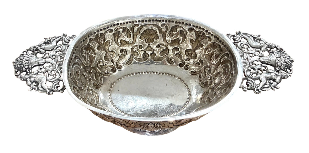 19th Century Silver Embossed Two Handled BOWL.