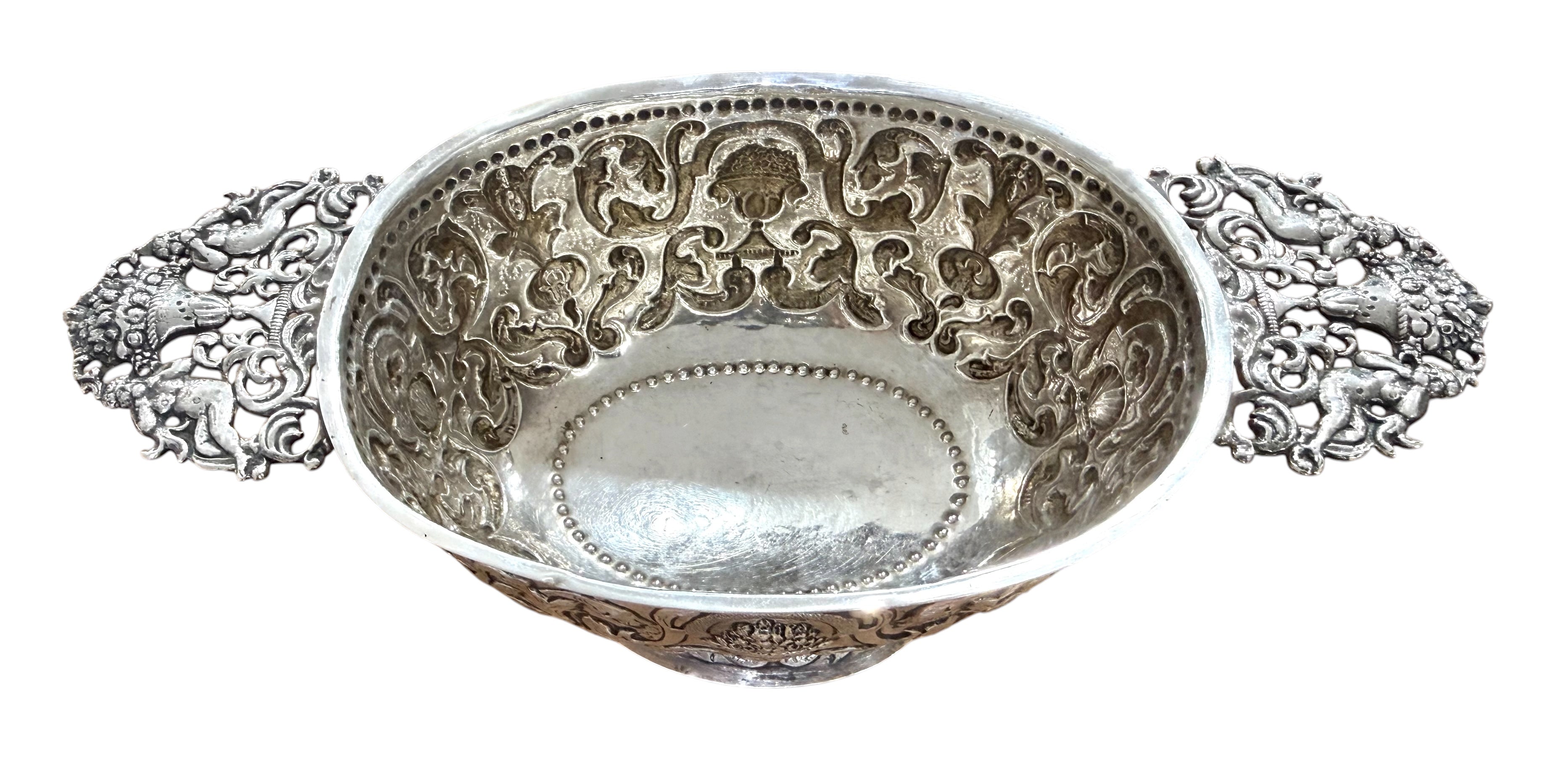 19th Century Silver Embossed Two Handled BOWL.