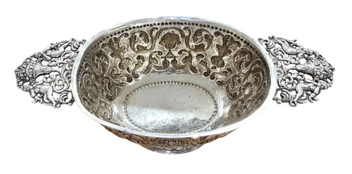 19th Century Silver Embossed Two Handled BOWL.