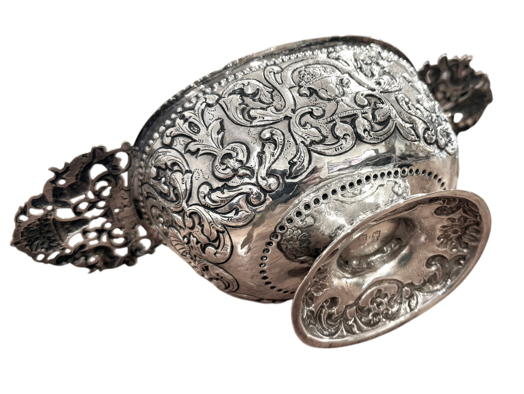 19th Century Silver Embossed Two Handled BOWL.