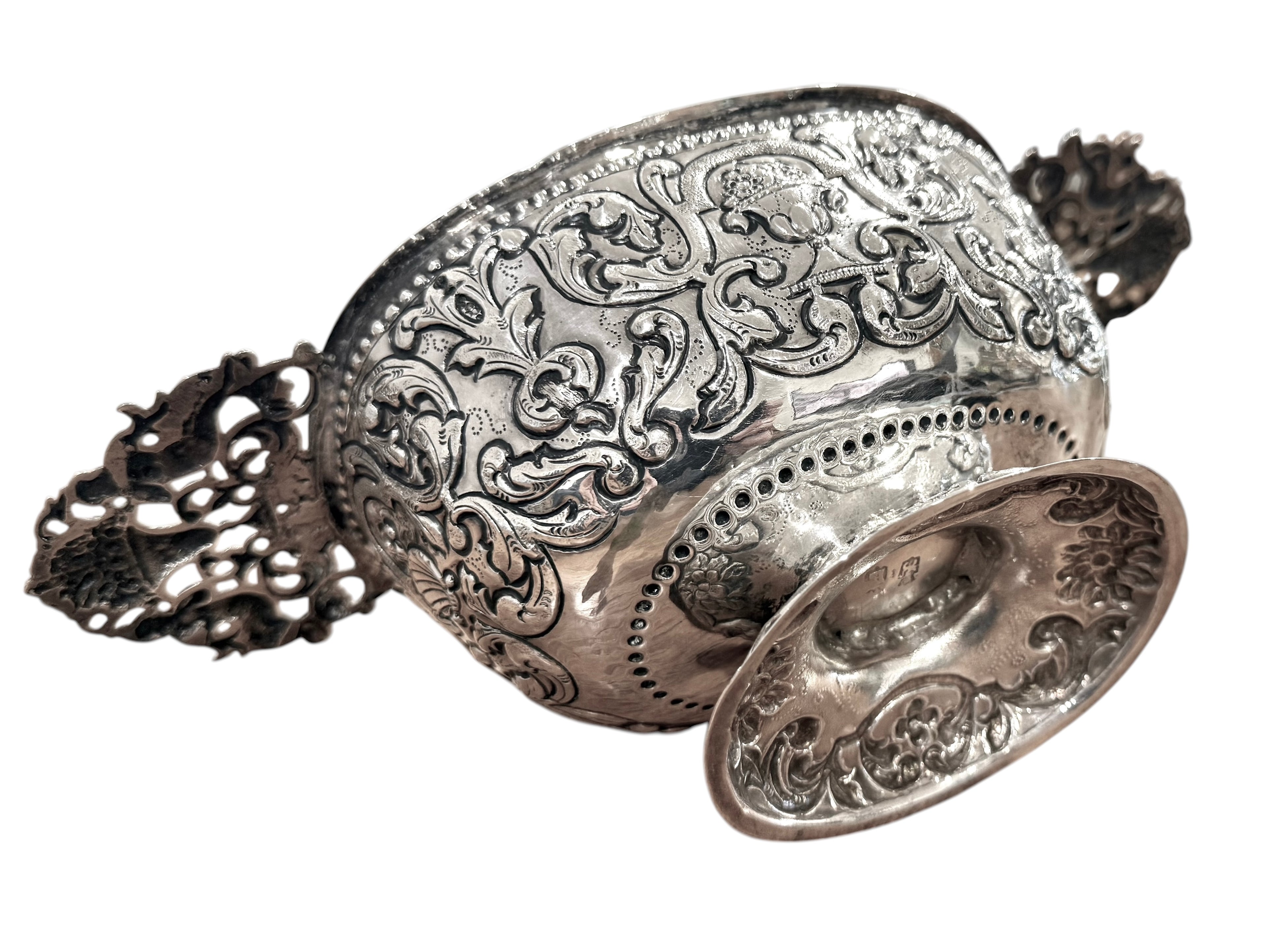19th Century Silver Embossed Two Handled BOWL.