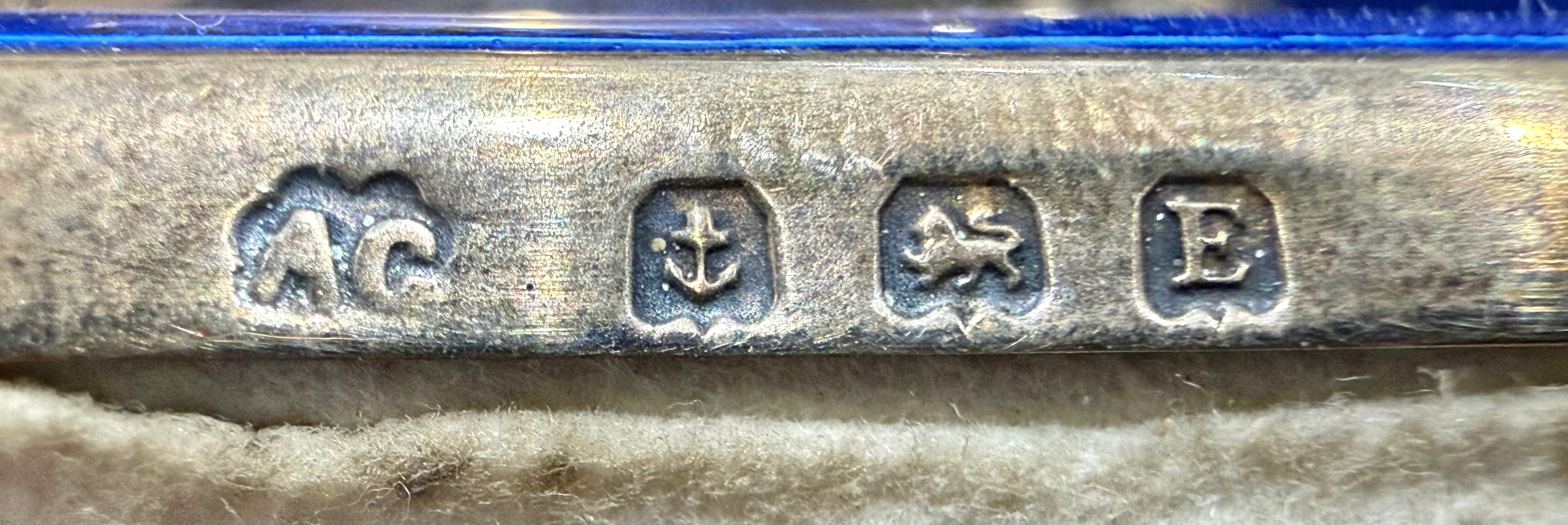 Beautiful Blue Enamel and Silver ASPREY Vanity Set 1929