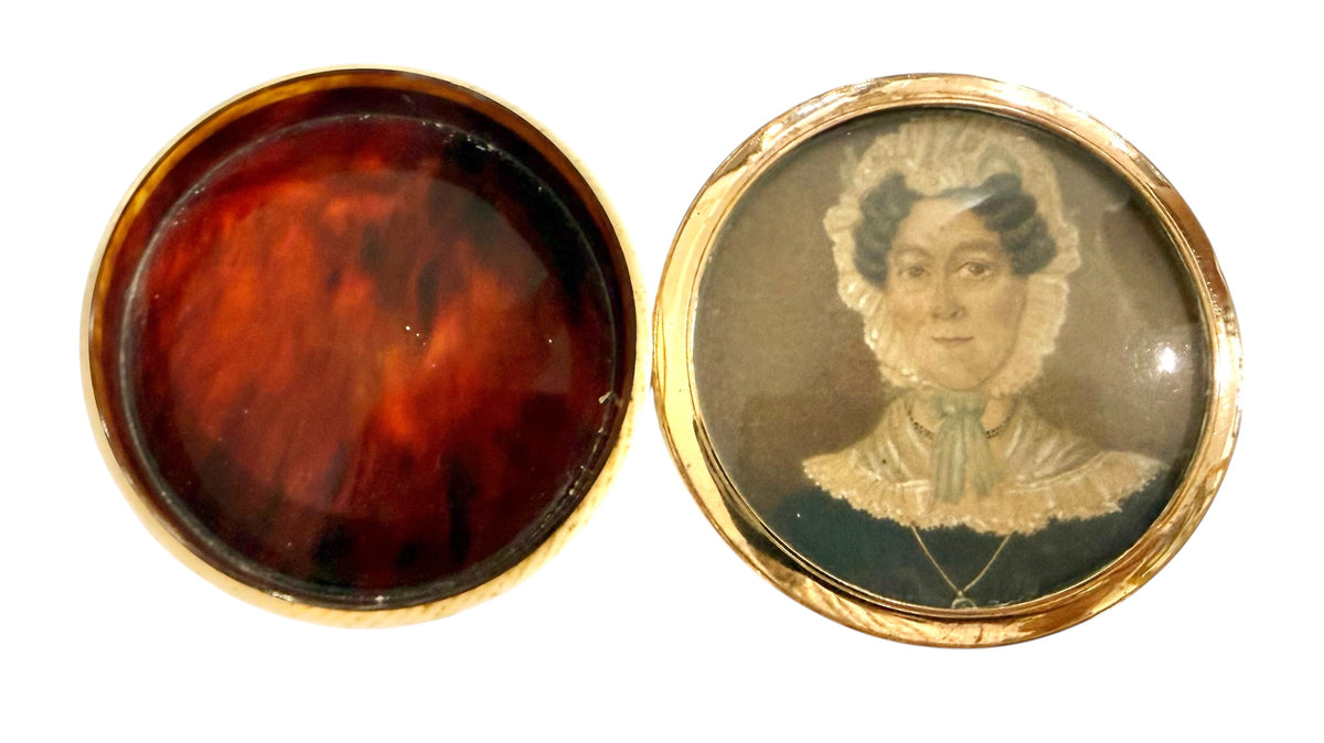 Georgian Ivory, Gold and Tortoiseshell Box with Portrait Miniature