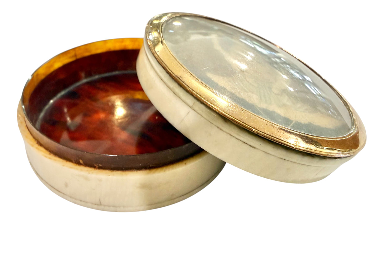 Georgian Ivory, Gold and Tortoiseshell Box with Portrait Miniature
