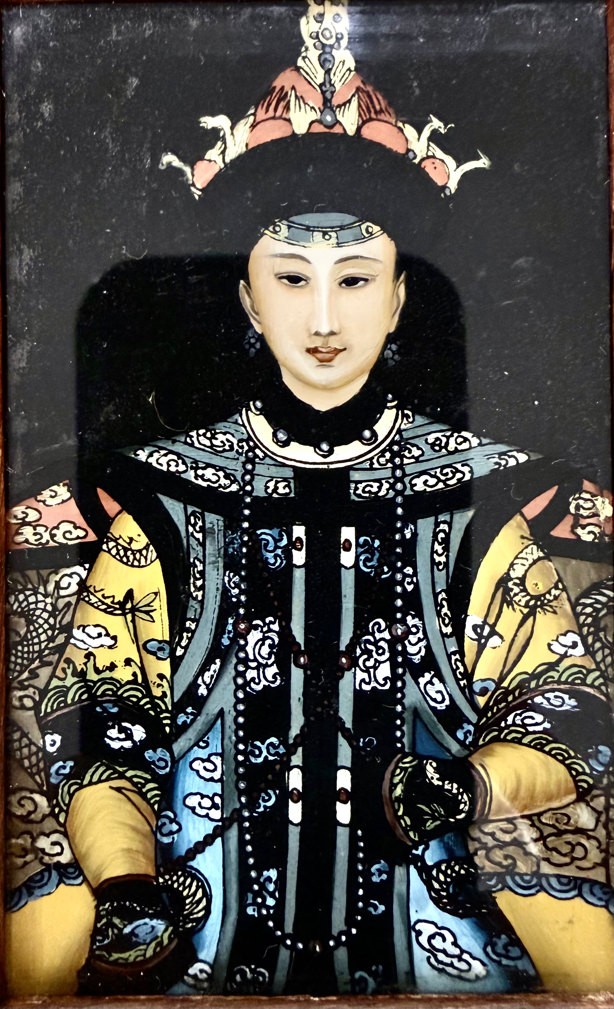 Chinese Ancestor Portrait Boxes, Painted on Glass, c.1920s