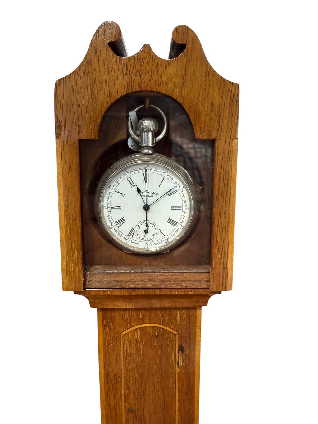 Edwardian Miniature Long Case Clock Watch Holder, c. 1910.