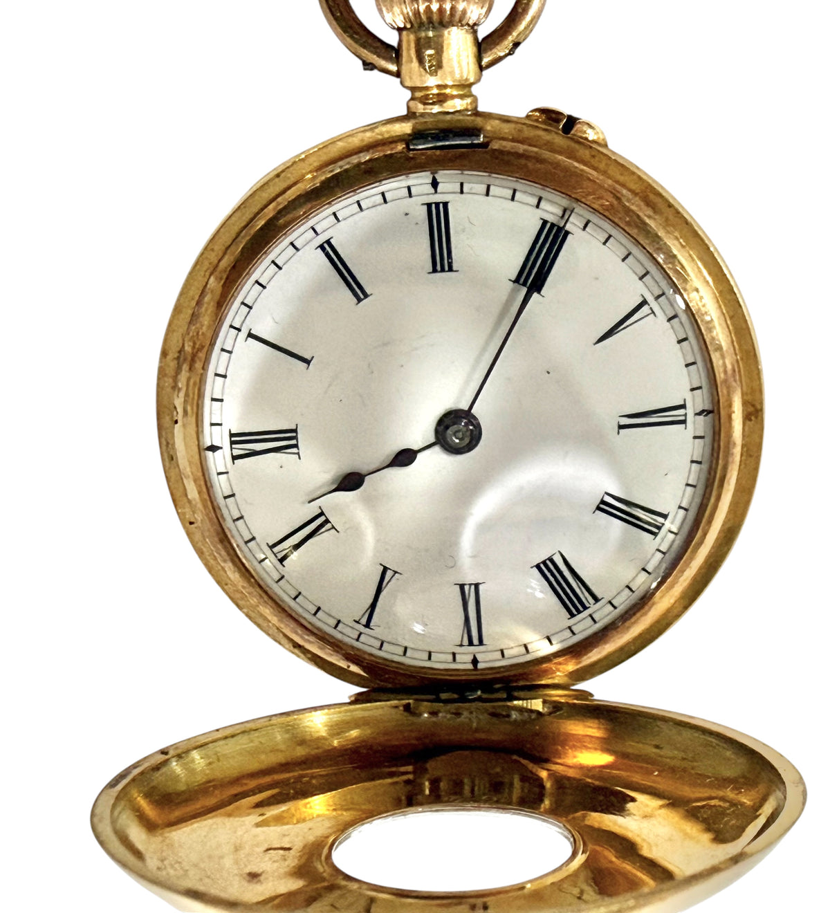 Fine 18 Carat Gold Swiss Ladies Half Hunter Fob Watch, c 1900.