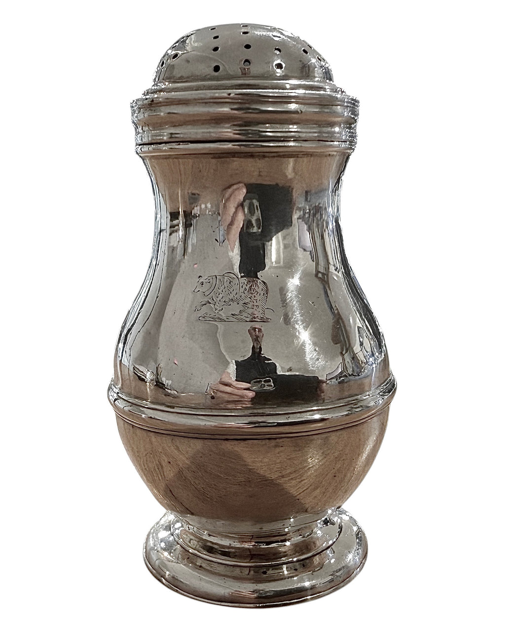 George I Britannia Standard Silver Bun Shaped Pepperette. London 1718. William Fleming.